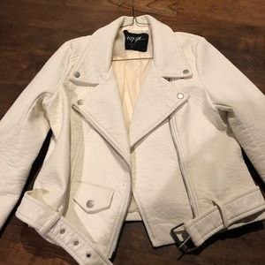 Nasty gal vegan leather biker jacket in white